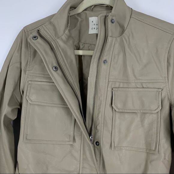 A New Day Faux Leather Jacket Tan Women’s Size XS NEW - Picture 7 of 11